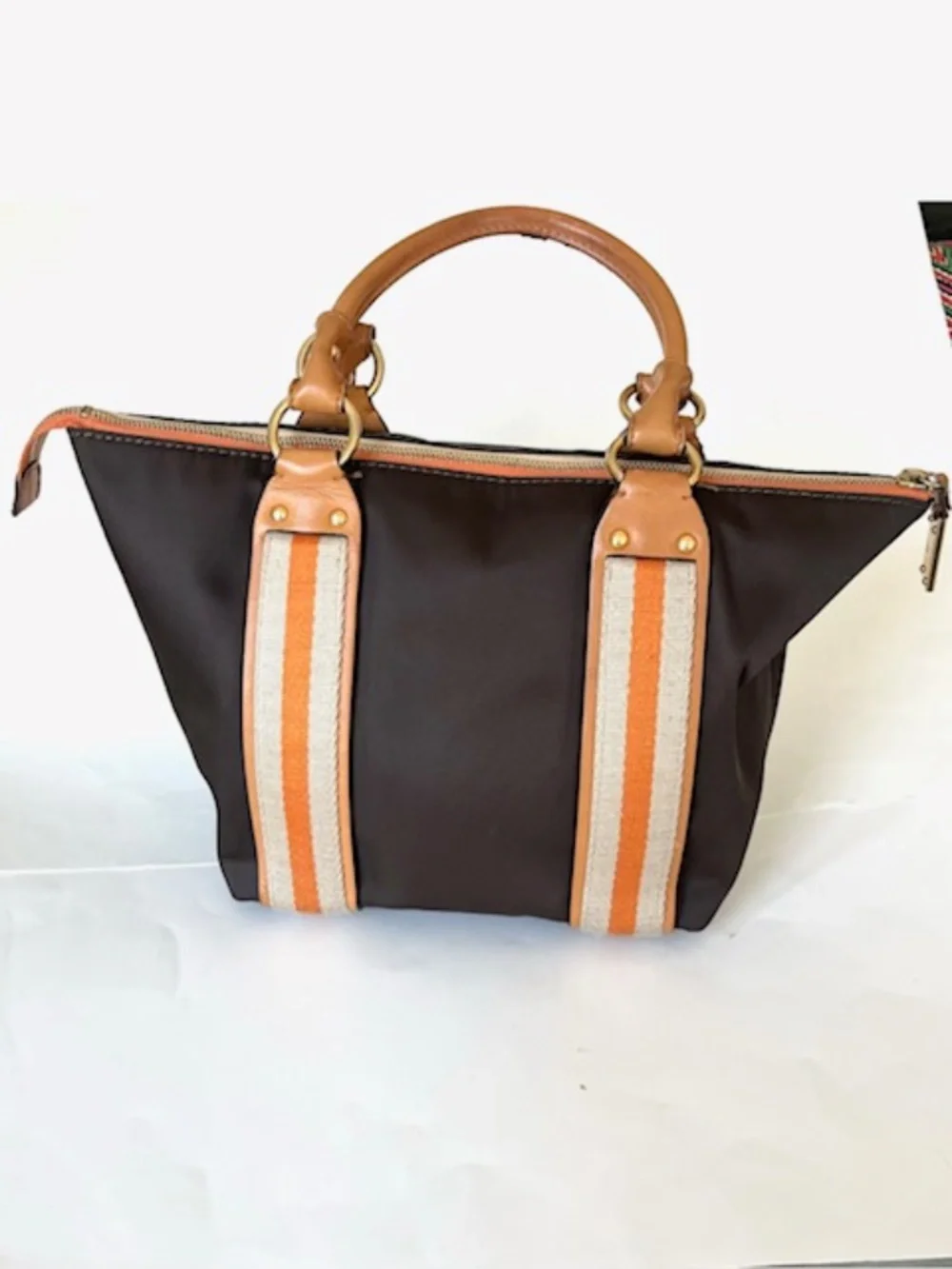 MICHAEL KORS Brown Orange Beige Hand Bag With Leather Handles - Picture 2 of 11